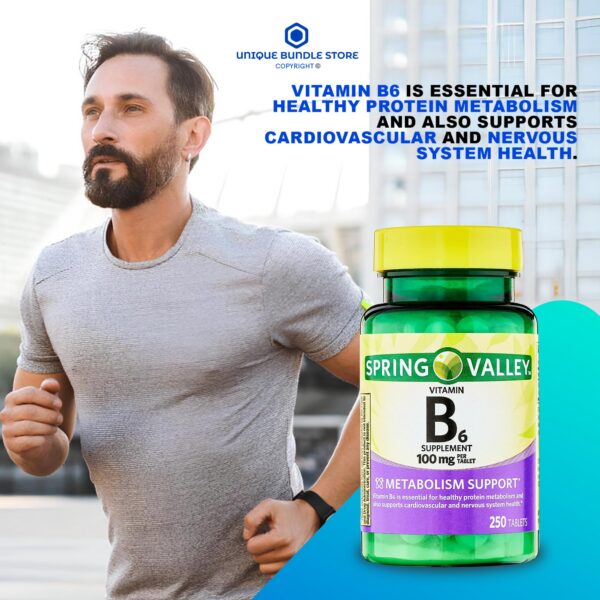 Tabletas de vitamina b6 Spring Valley 100mg suplemento dietético