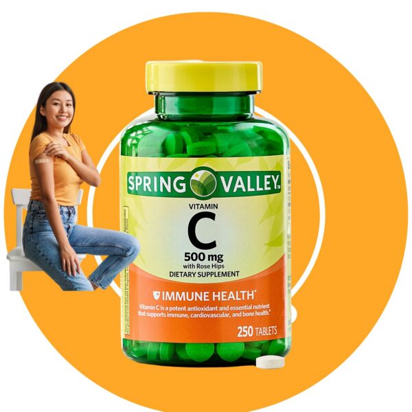Tabletas vitamina c 500 mg con rosa mosqueta Spring Valley