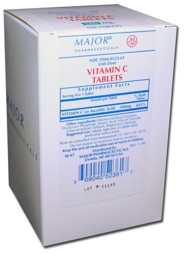 Tabletas vitamina C ácido ascórbico 500 mg 100 unidades