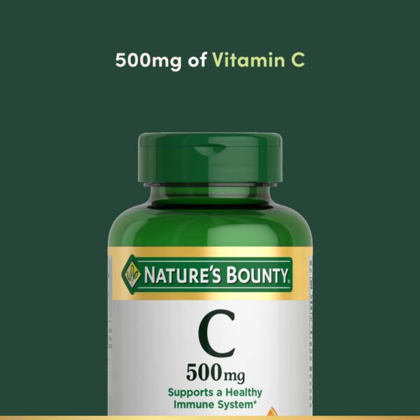 Tabletas de vitamina C Nature's Bounty 500 mg con fondo blanco