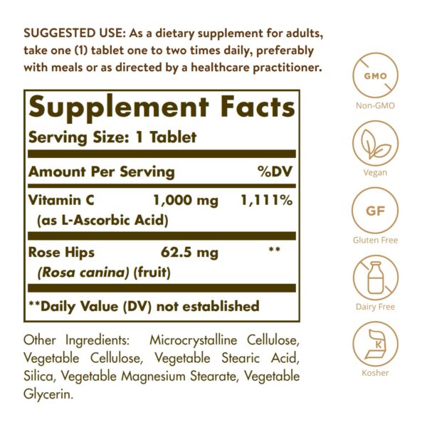 Tabletas vitamina c Solgar 250 unidades