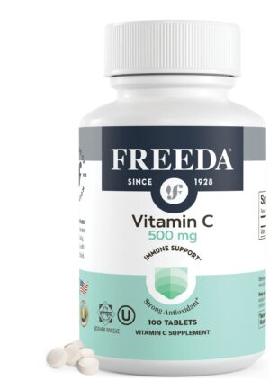 Tabletas vitamina c vegana FREEDA 500 mg envase frontal