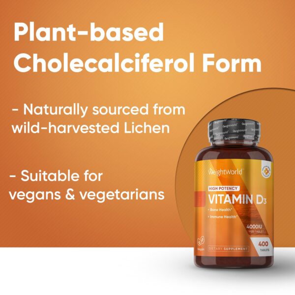 Tabletas de vitamina d3 alta absorción WeightWorld 400 unidades