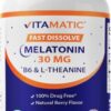 Tabletas Vitamatic melatonina 30 mg rápida disolución sabor bayas