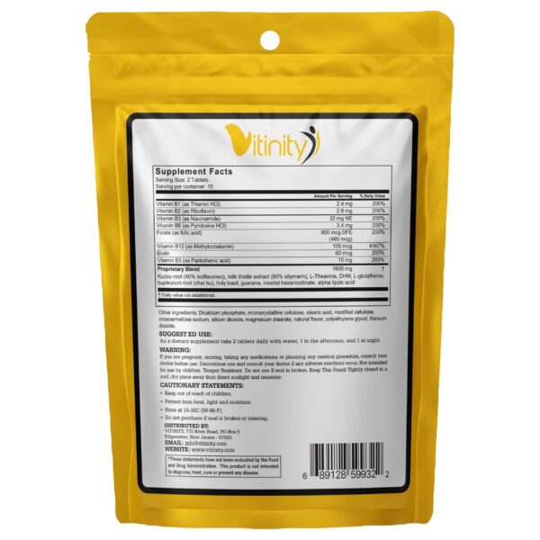 Tabletas Vitinity anti bebida para apoyo hepático