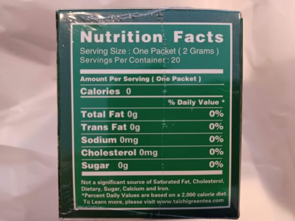 Etiqueta del té Tai Chi Green Tea