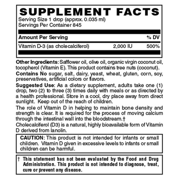 Tapón botella vitamina D3 líquida Holly Hill 2000 UI