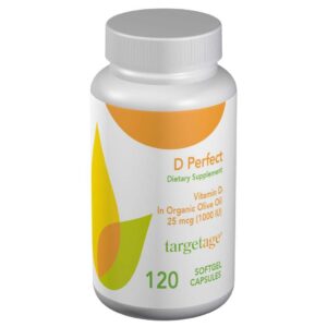 Frasco Targetage D Perfect vitamina D3 120 cápsulas blandas