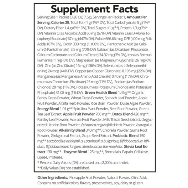 Targetage superalimento detox polvo verde en vaso