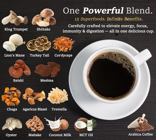 Taza de café con hongos adaptogénicos DLNIA