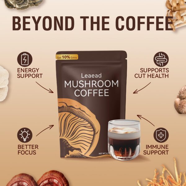 Taza de café de hongos adaptogénicos Leaead con espuma