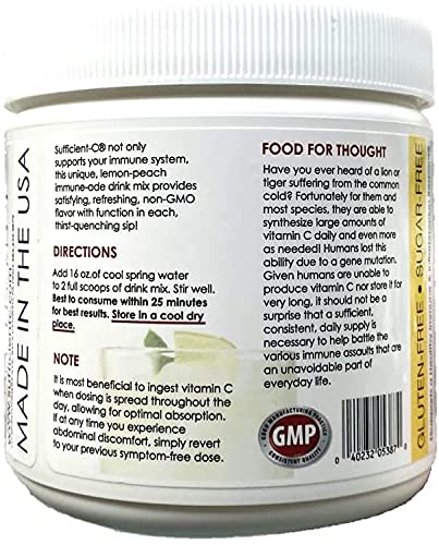 Taza con mezcla bebida vitamina C Sufficient-C limón durazno