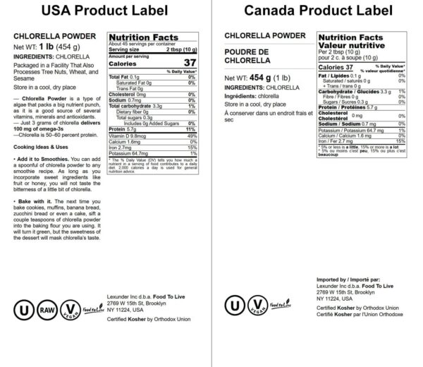 Taza con polvo de chlorella Food to Live para batidos