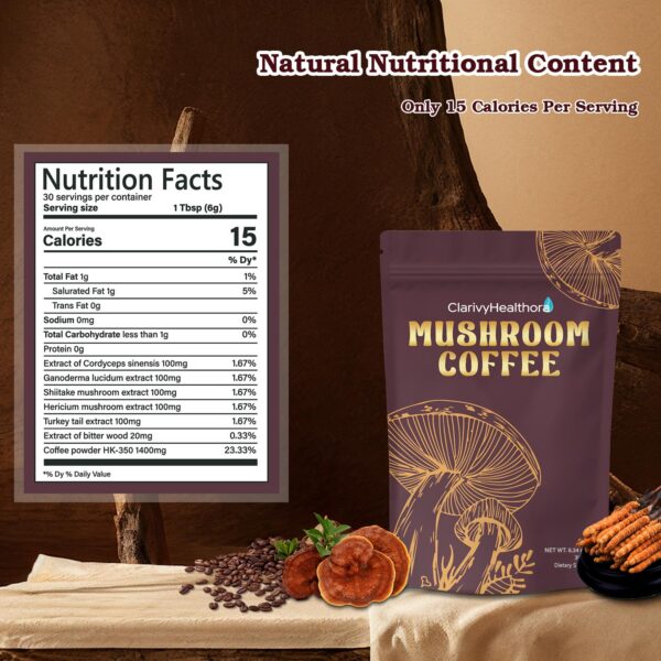 taza preparada café de hongos orgánico energía diaria