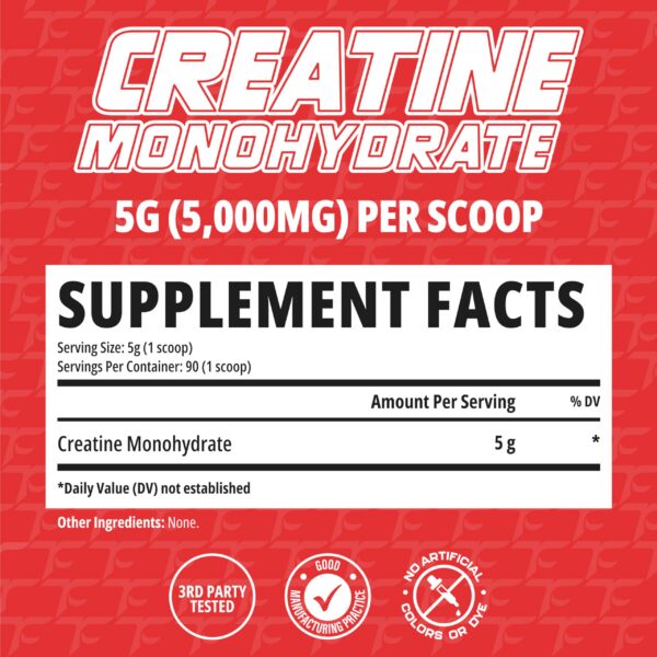 Etiqueta frontal del frasco de creatina monohidrato