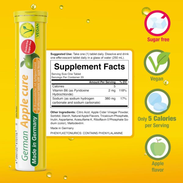 Tabletas efervescentes de manzana en blister