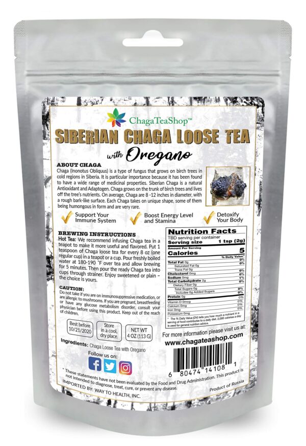 Version 1.0.0 Té de Chaga con orégano listo para preparar