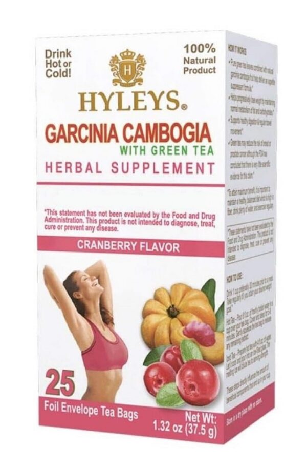Té HYLEYS Garcinia Cambogia caja frontal 150 bolsitas arándano