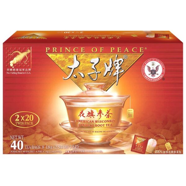 Té de raíz de ginseng americano Prince of Peace 40 sobres