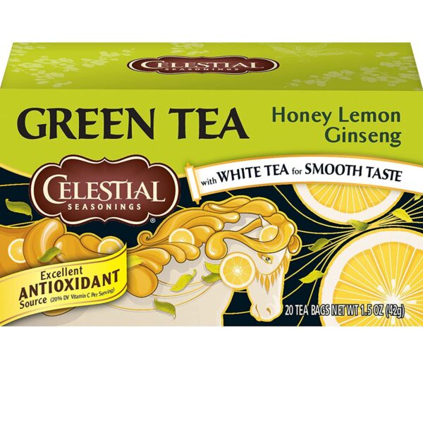 Caja té verde con ginseng miel limón Celestial Seasonings 20 bolsitas