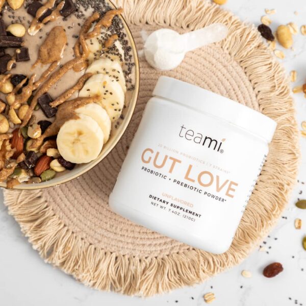 Teami Gut Love polvo salud intestinal frasco frontal