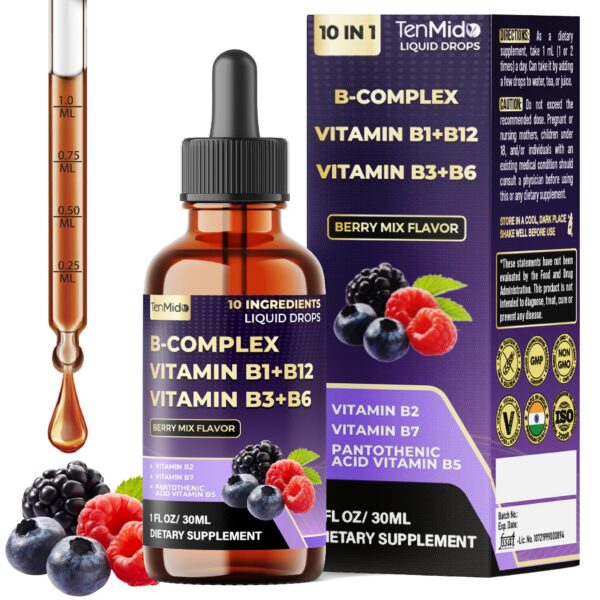 Tenmido 10-en-1 complejo de vitamina B gotitas frontales