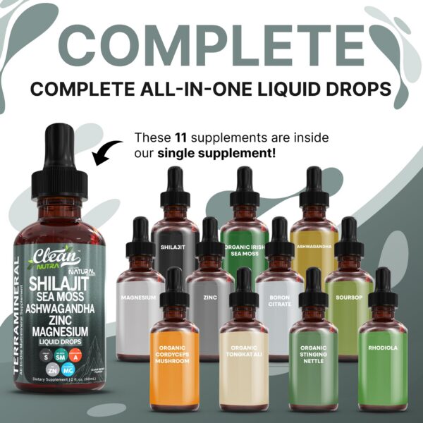 Ashwagandha y zinc con shilajit en gotas