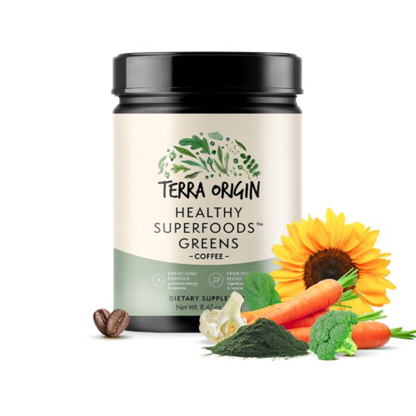 Suplemento probiótico TERRA ORIGIN Superfoods Greens sabor café