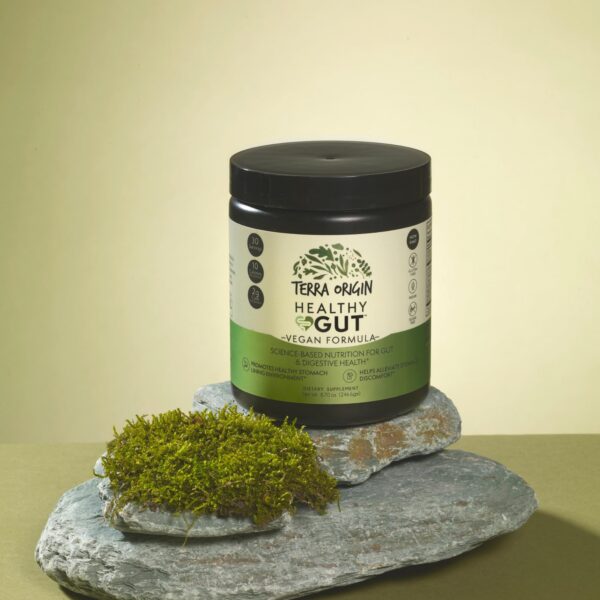 Etiqueta lateral del envase Terra Origin Vegan Formula