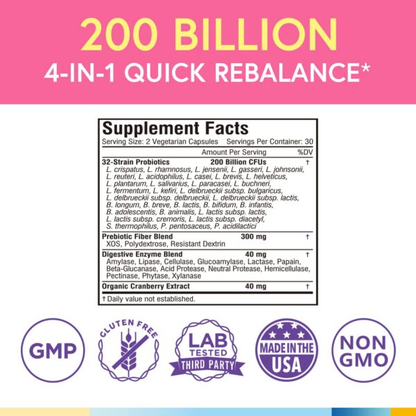 Botella de Terranics probióticos para mujer con 32 cepas y arándano orgánico