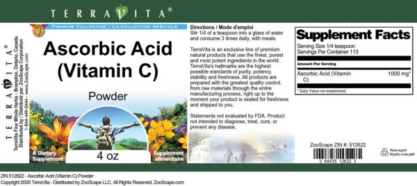 Version 1.0.0 Terravita ácido ascórbico polvo 4 oz - frasco