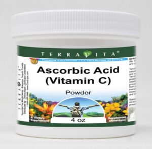 Terravita polvo de ácido ascórbico 4 oz - etiqueta frontal