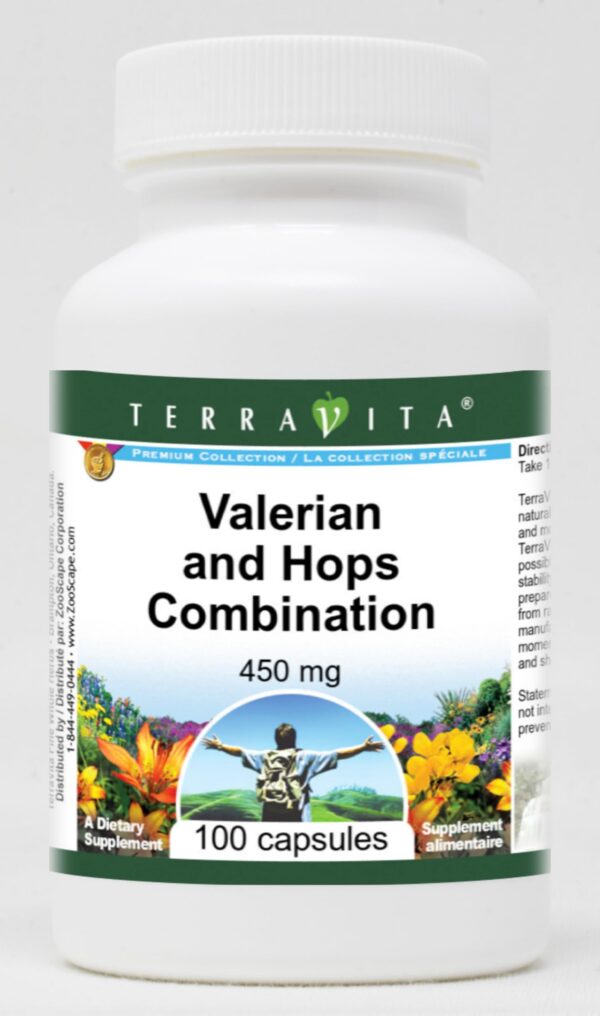 TerraVita combinación valeriana y lúpulo 450 mg frasco