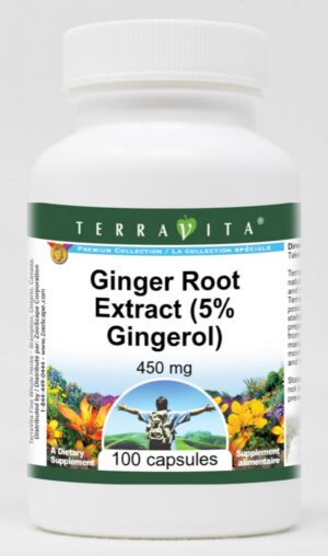 Frasco TerraVita Extracto de Raíz de Jengibre 100 cápsulas