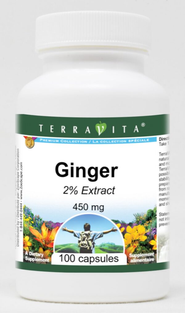 Terravita Jengibre 2% 450 mg suplemento natural en cápsulas