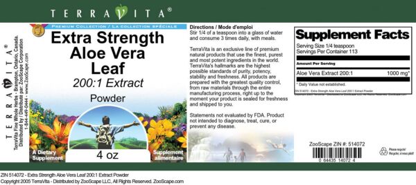 Version 1.0.0 Terravita polvo extracto aloe vera extra fuerte calidad GMP