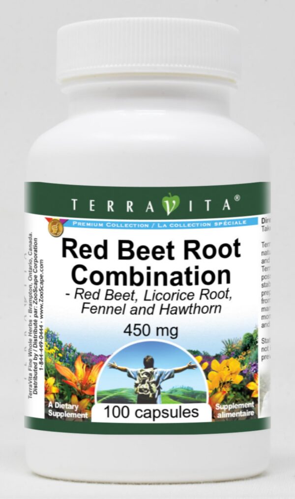 TerraVita remolacha roja 450mg suplemento 100 cápsulas naturales