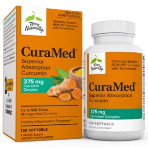 Suplemento Terry Naturally CuraMed Curcumina 375 mg 120 cápsulas