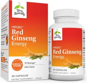 Terry Naturally HRG80 ginseng rojo suplemento energético 30 cápsulas