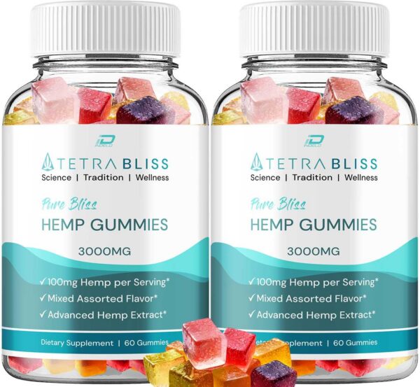 Version 1.0.0 Frente de la caja Tetra Bliss Gummies