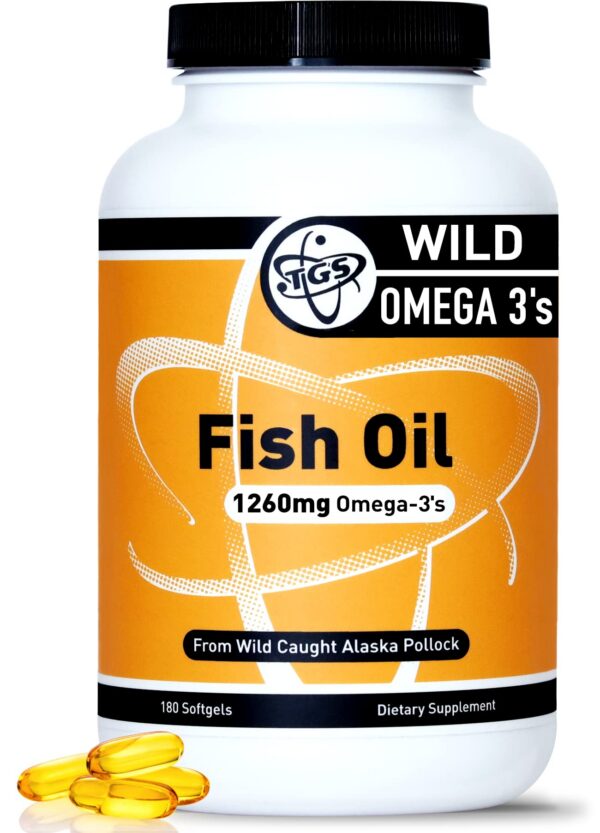 Frasco suplemento omega 3 triple fuerza TGS Nutrition 180 cápsulas