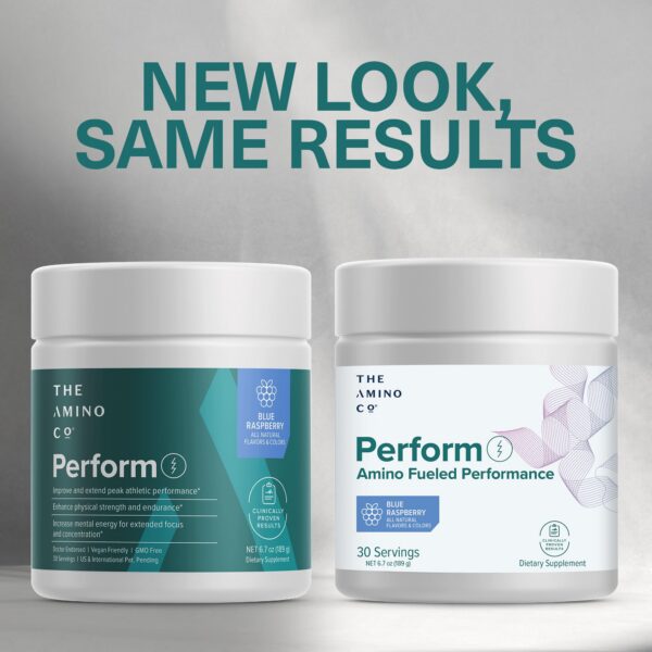 Version 1.0.0 Detalle de envase The Amino CO Perform Pre Workout Blue Raspberry