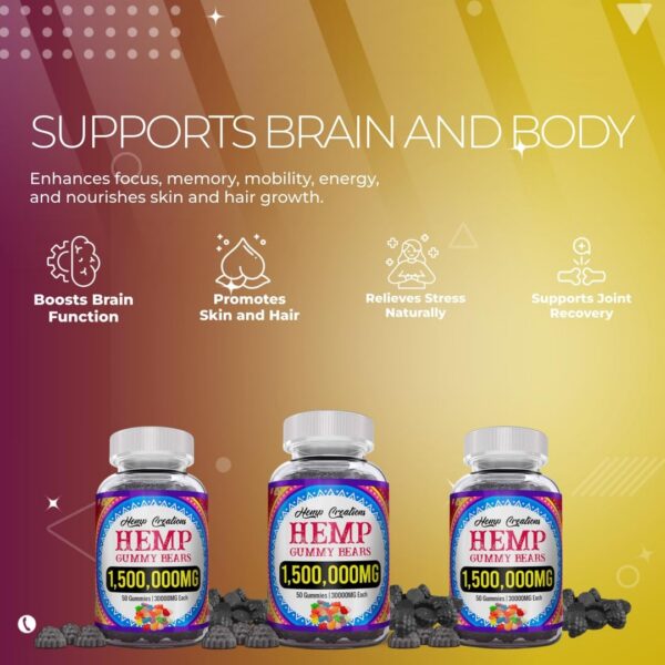 Gomitas orgánicas de cáñamo empaquetadas