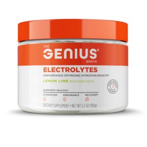 Genius Electrolytes en polvo y etiqueta