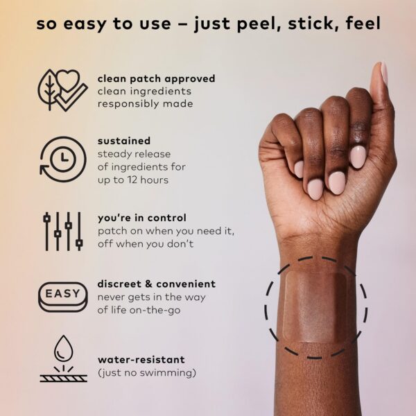 Parche Be Calm adherido a la muñeca