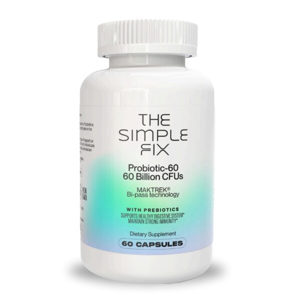 Frasco de The Simple Fix con probiótico 60 mil millones CFU