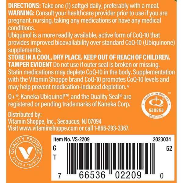 Empaque del producto CoQ10 The Vitamin Shoppe