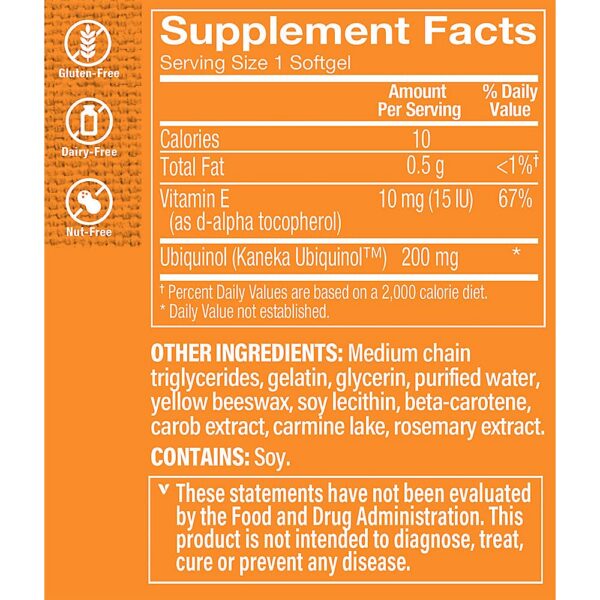Version 1.0.0 Etiqueta de ingredientes de CoQ-10 ubiquinol