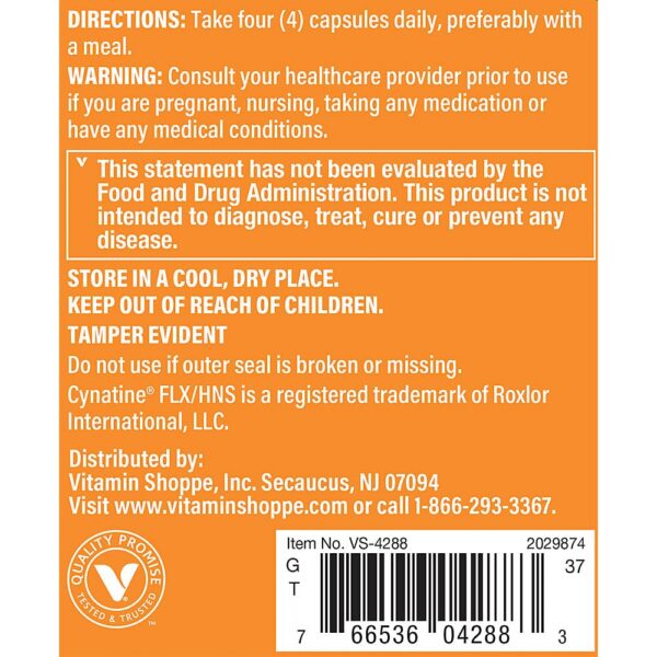 Etiqueta frontal del empaque The Vitamin Shoppe Keratina