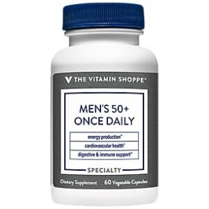 Frasco The Vitamin Shoppe Men 50+ 60 cápsulas